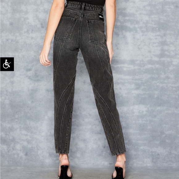 Black/Grey denim twisted seam jeans- muller inspired style - Picture 3 of 5